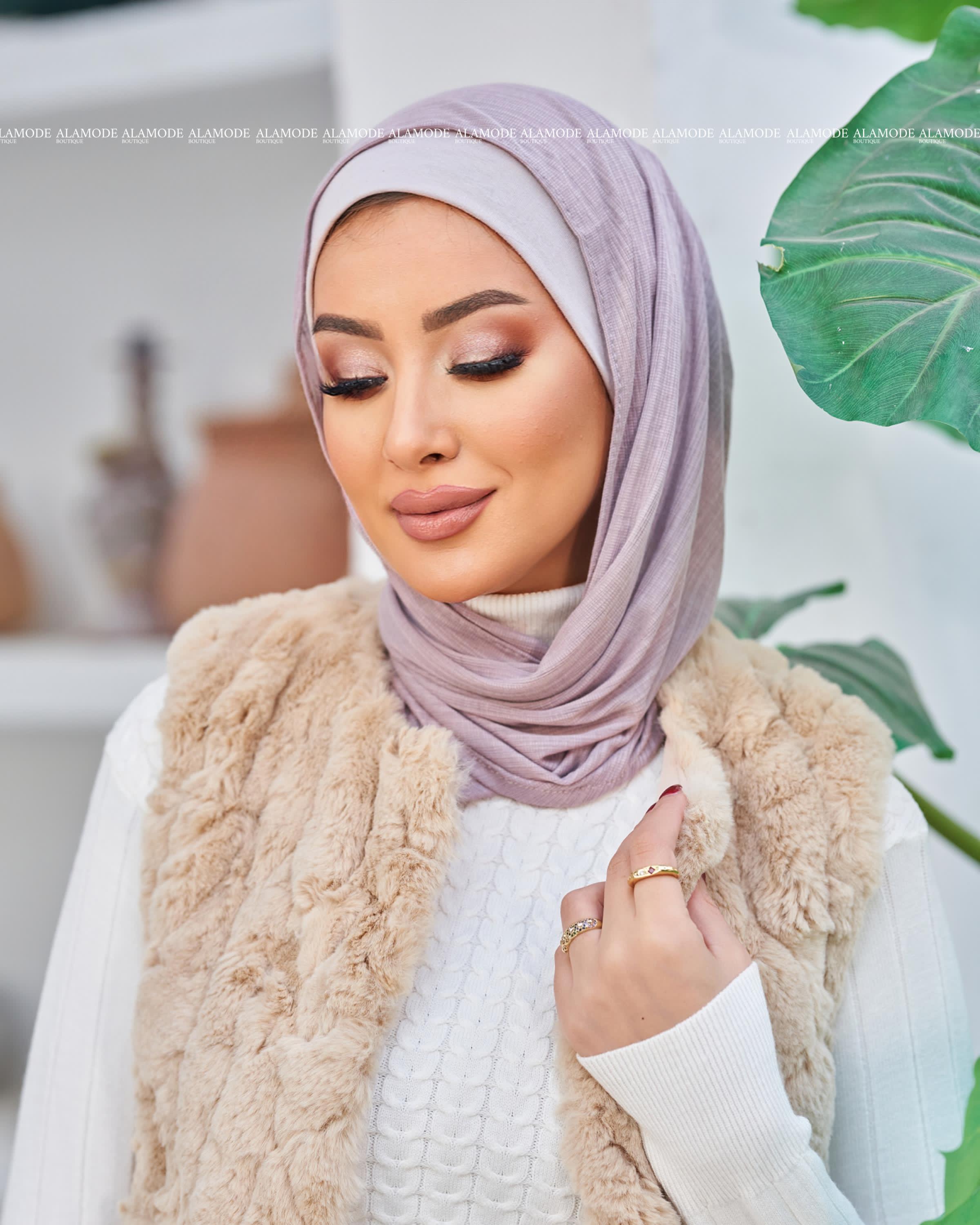 Purple Grey Easy Scarf
