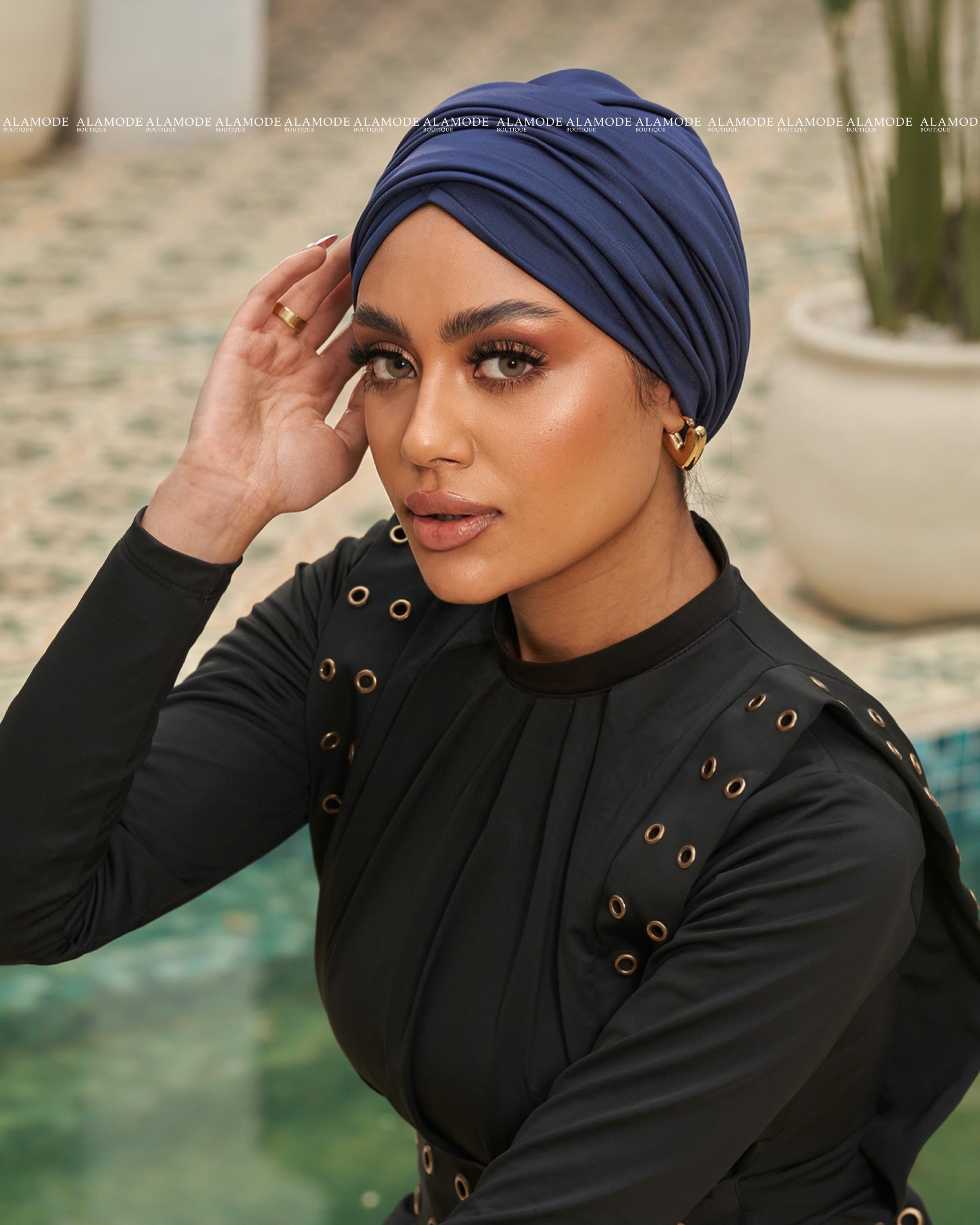 Navy Blue Swim Linked Drapped