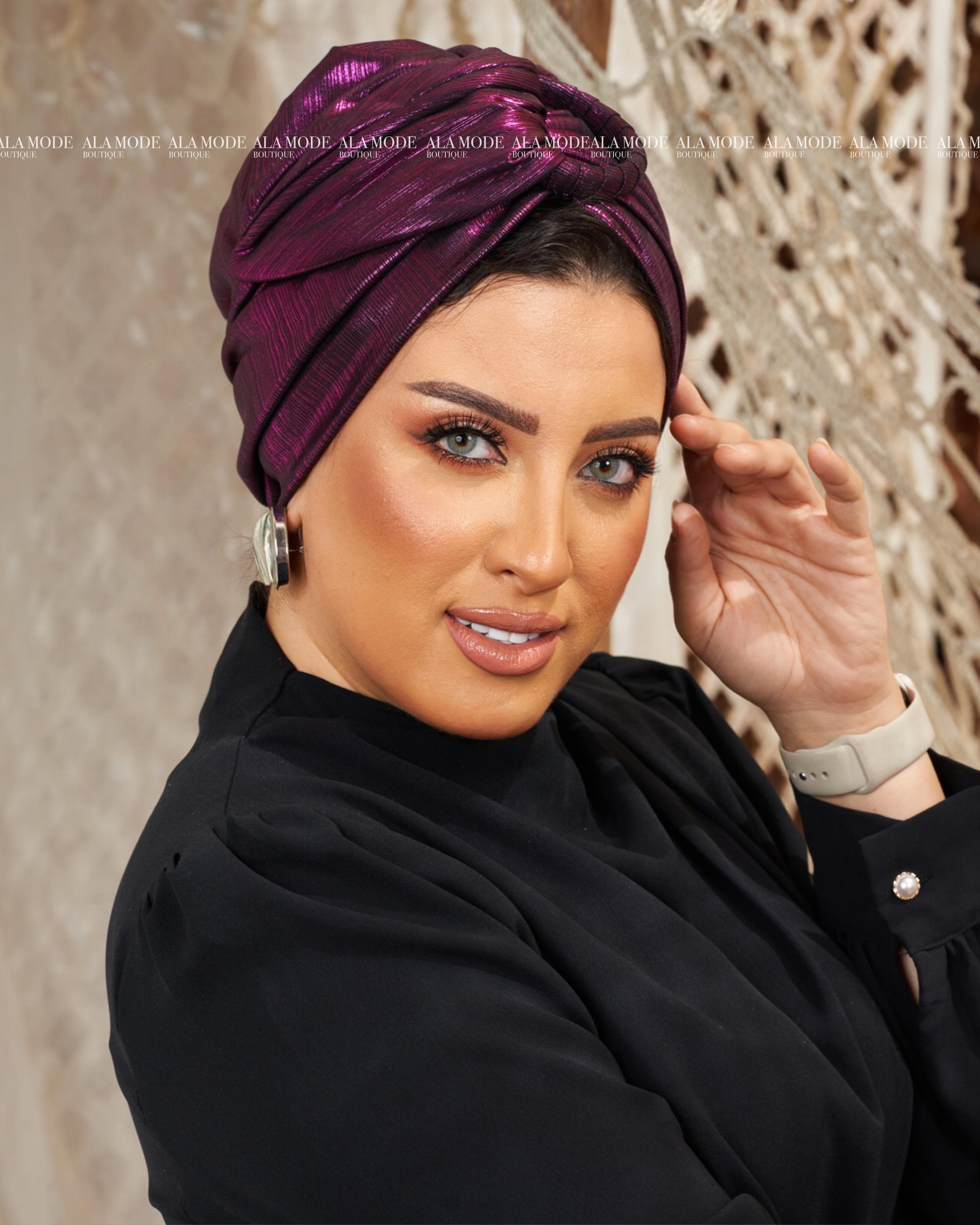 Magenta Metallic Ring Turban