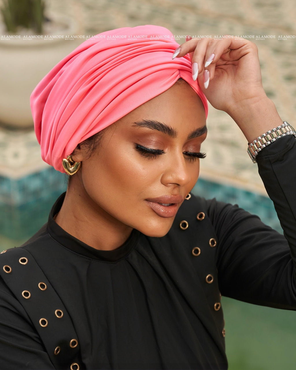 Coral Pink Swim Linked Drapped