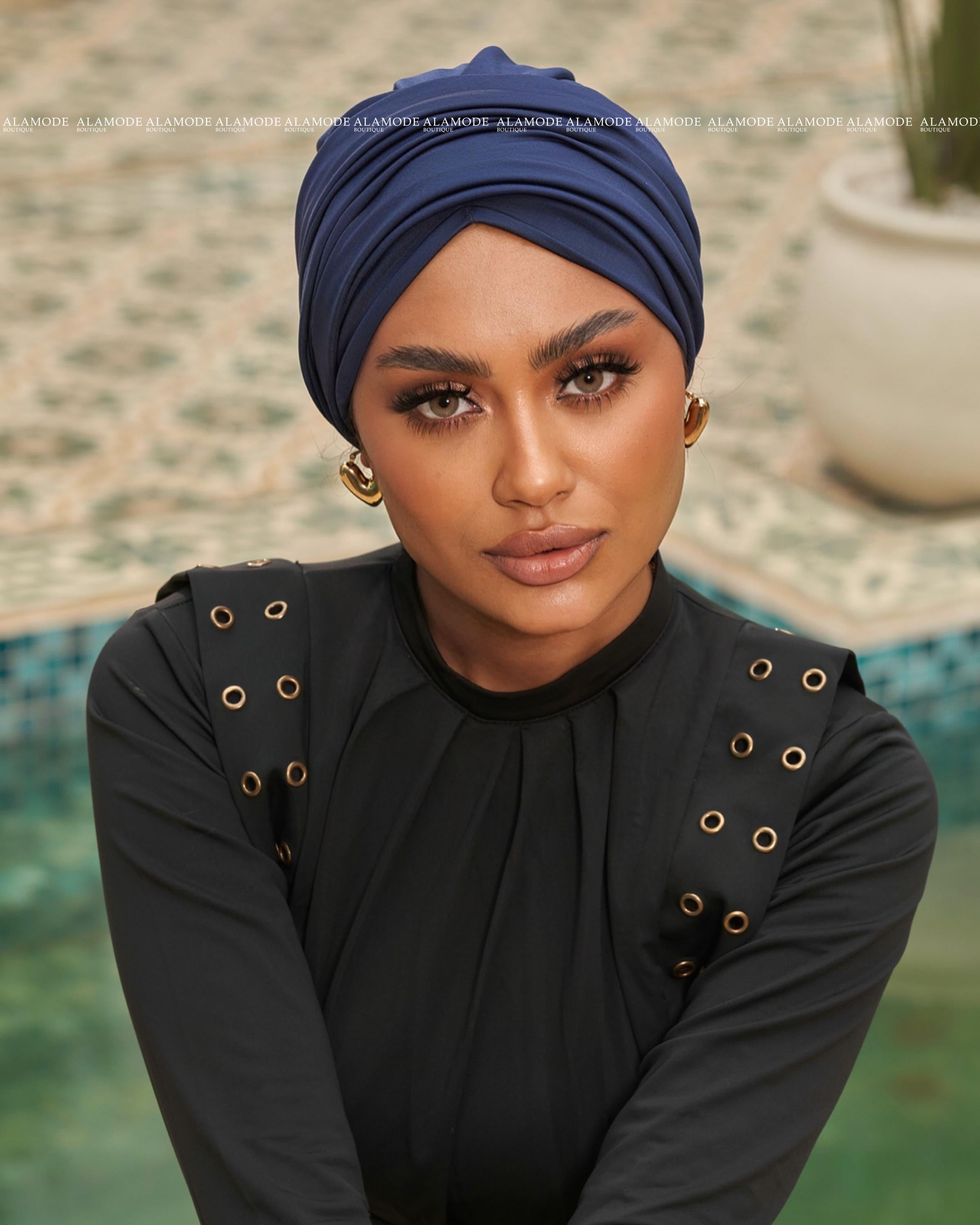 Navy Blue Swim Linked Drapped