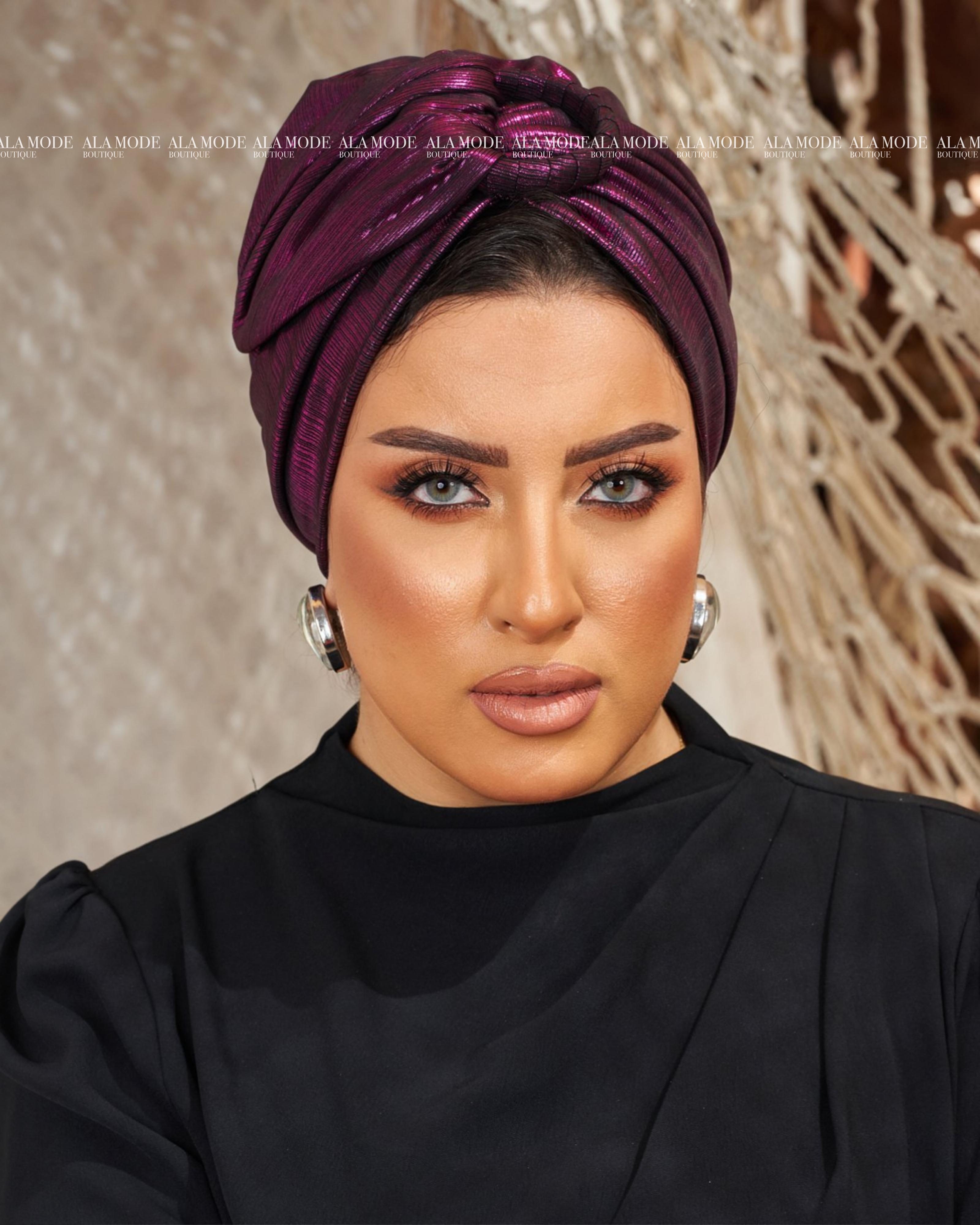 Magenta Metallic Ring Turban