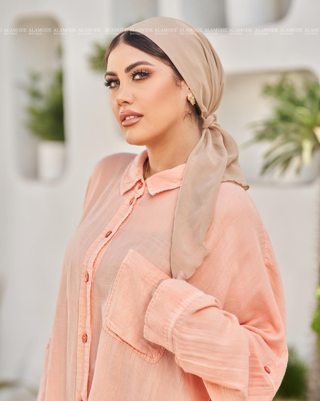 Light Beige Chiffon Mini Tie