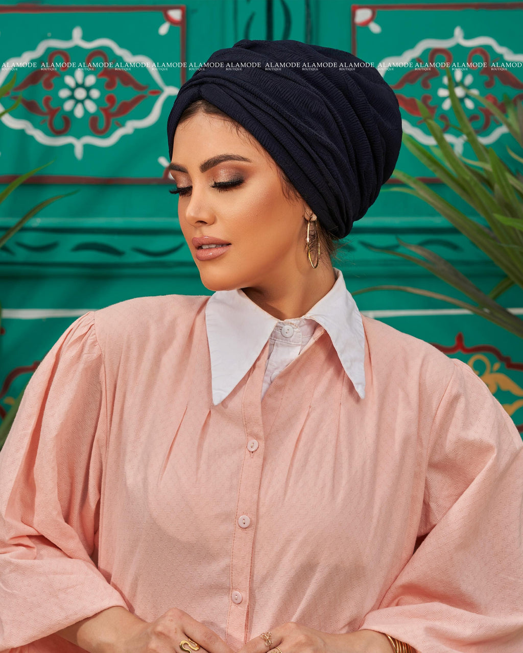 Dark Navy Blue Linked Drapped