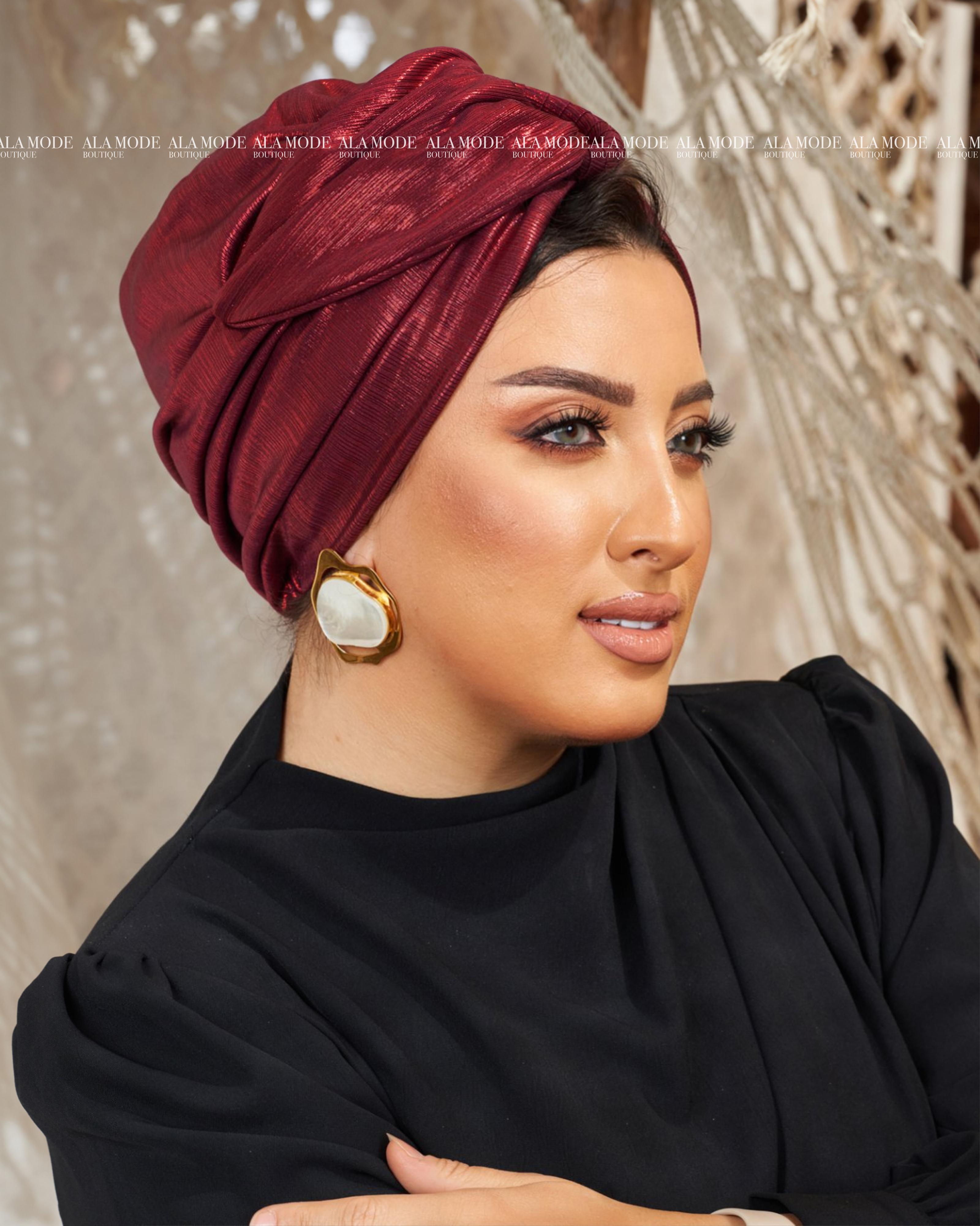 Maroon Metallic Ring Turban