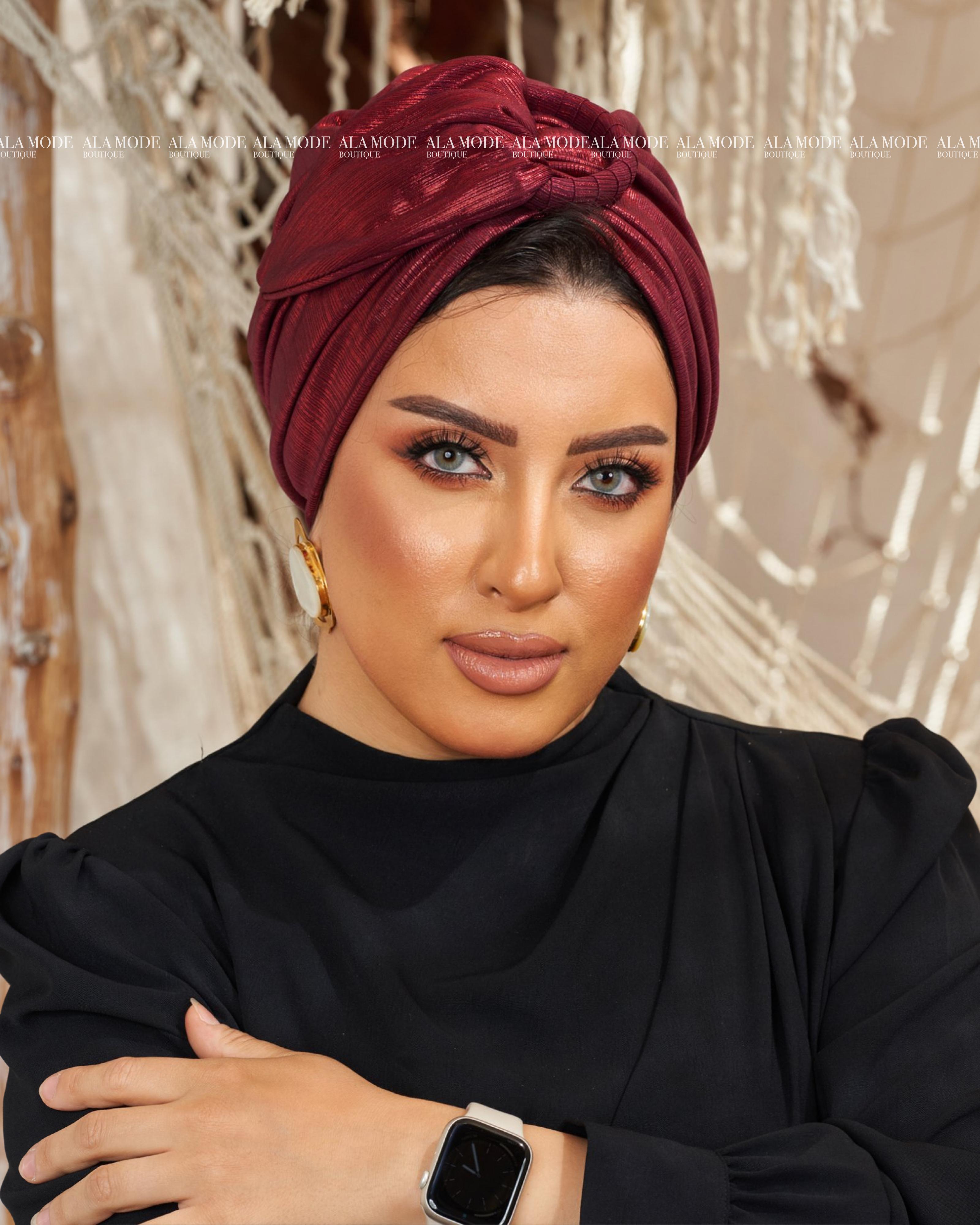 Maroon Metallic Ring Turban