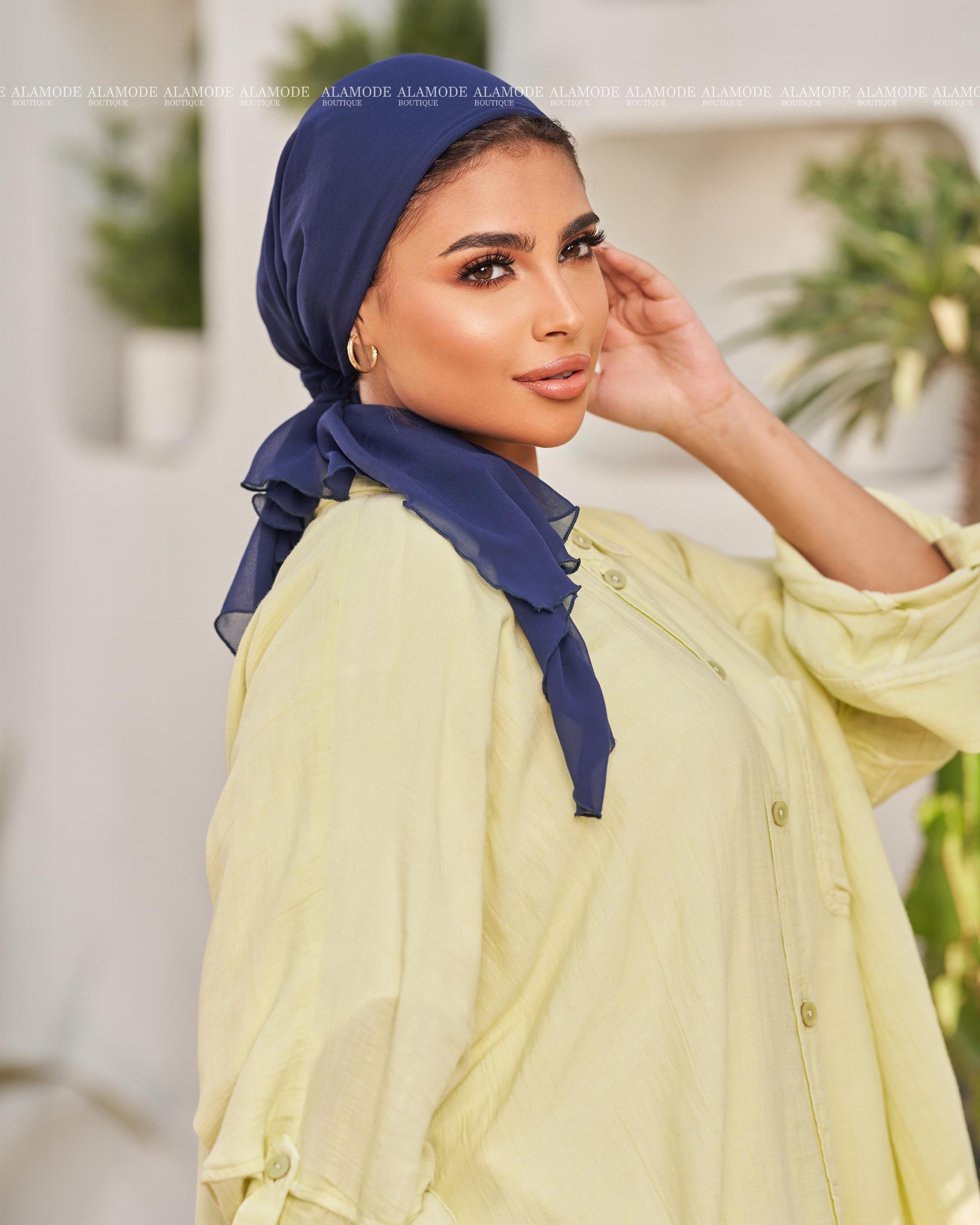 Navy Blue Chiffon Mini Tie