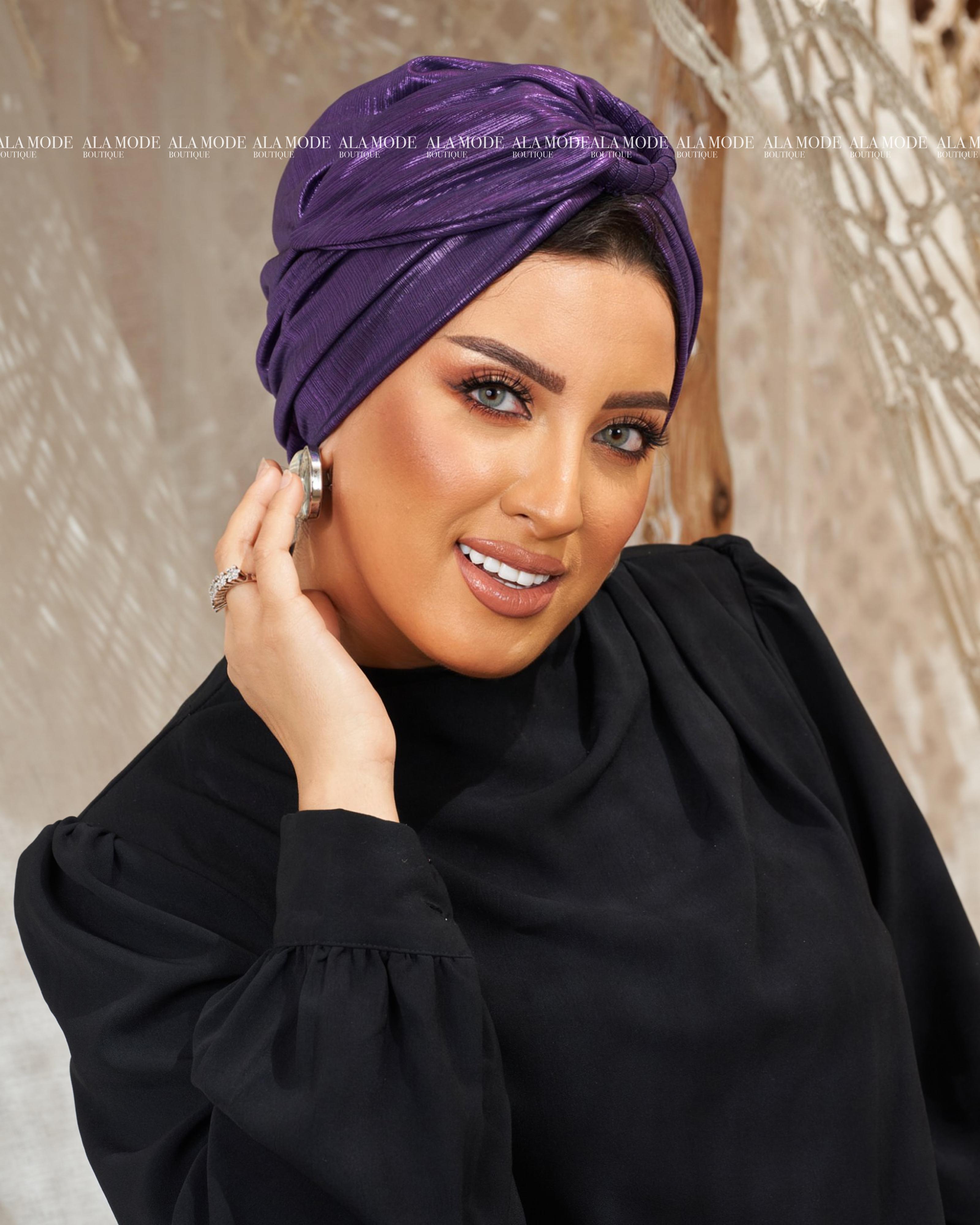 Purple Metallic Ring Turban