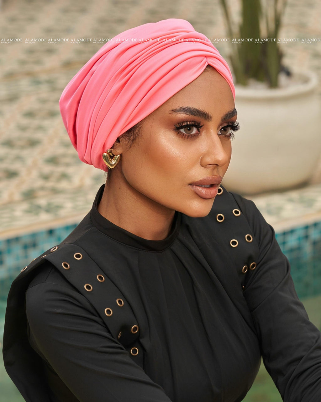 Coral Pink Swim Linked Drapped