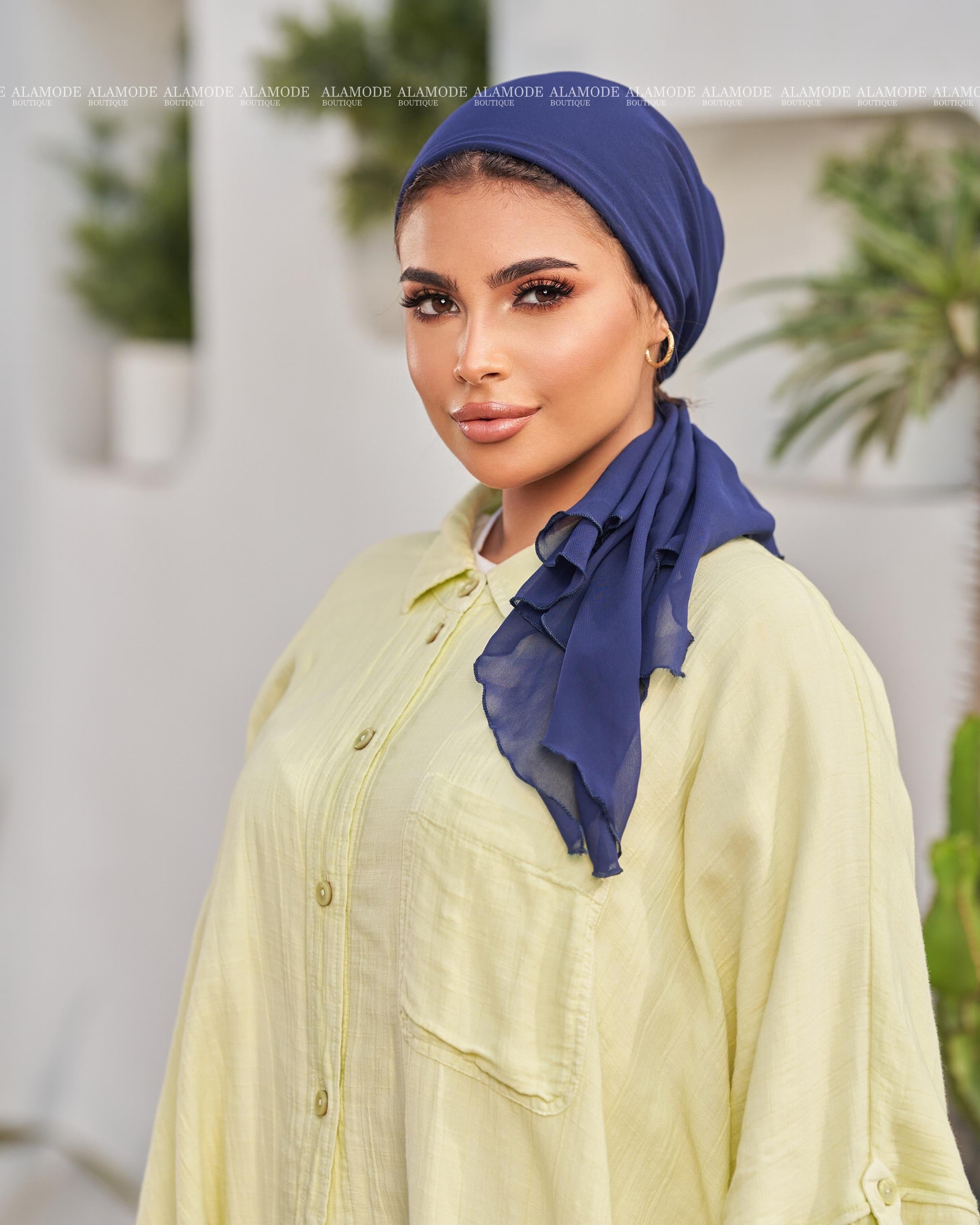 Navy Blue Chiffon Mini Tie
