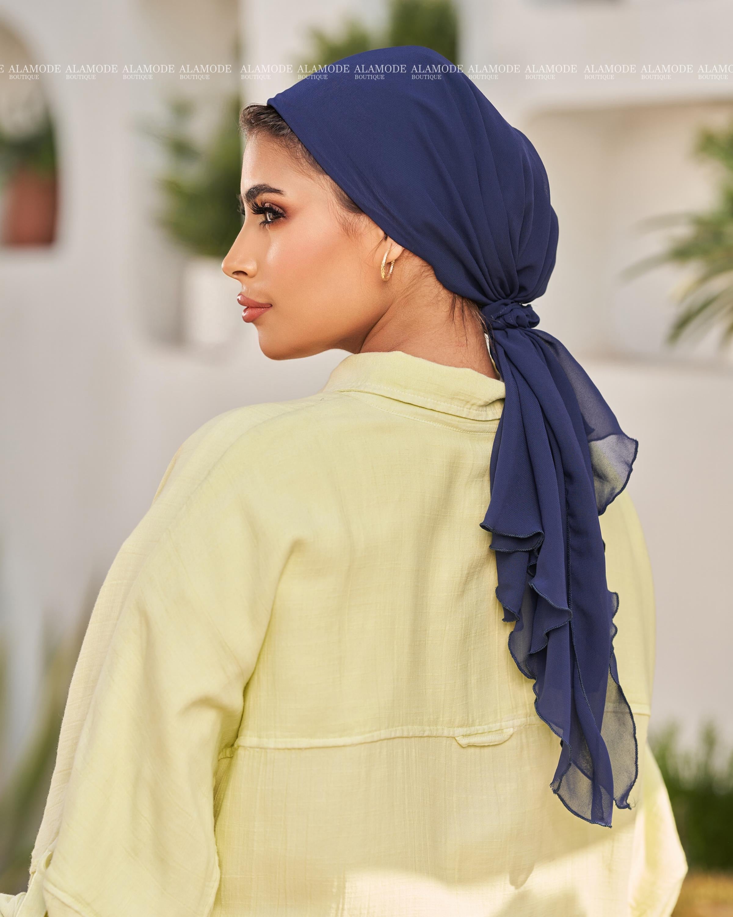 Navy Blue Chiffon Mini Tie