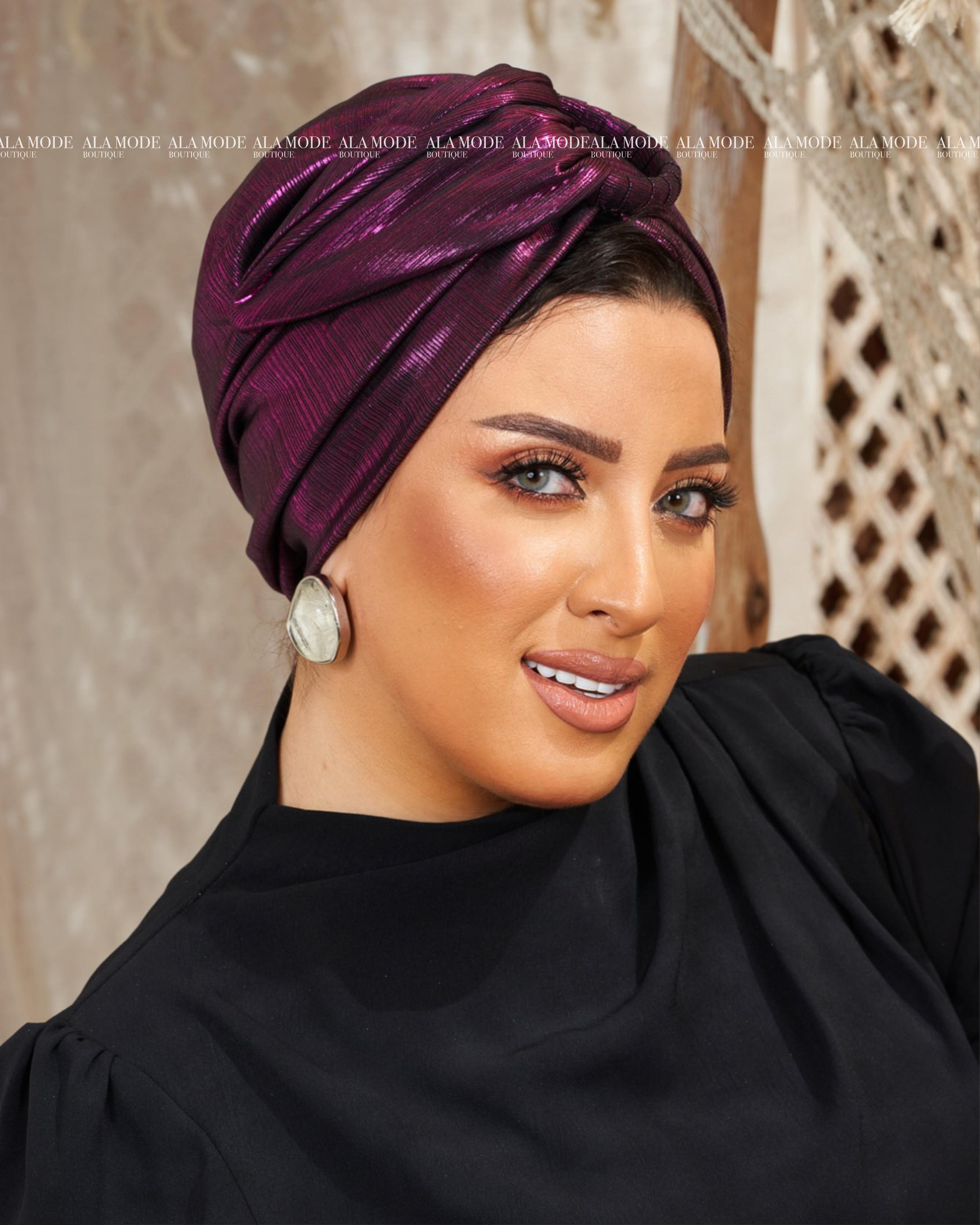 Magenta Metallic Ring Turban