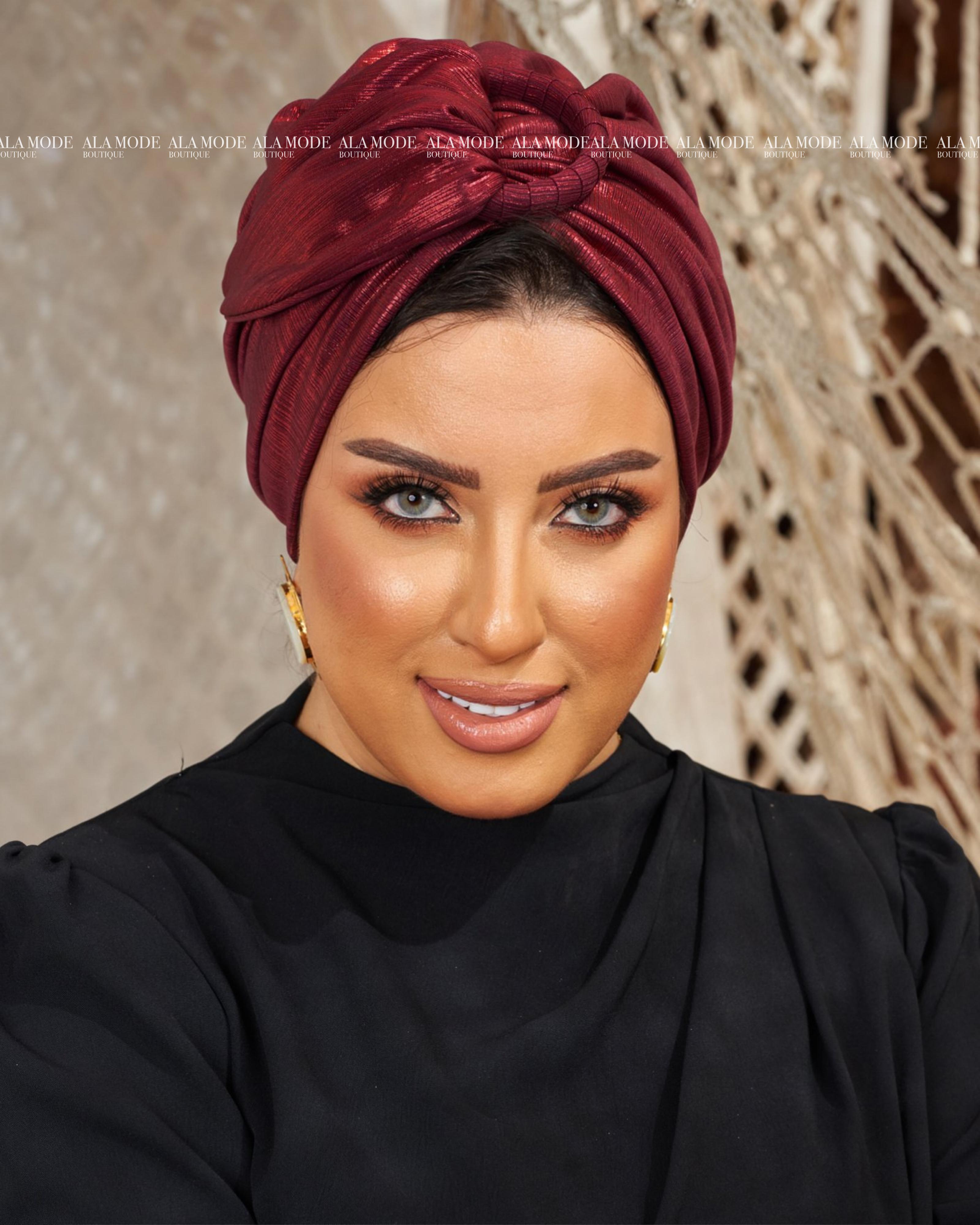 Maroon Metallic Ring Turban
