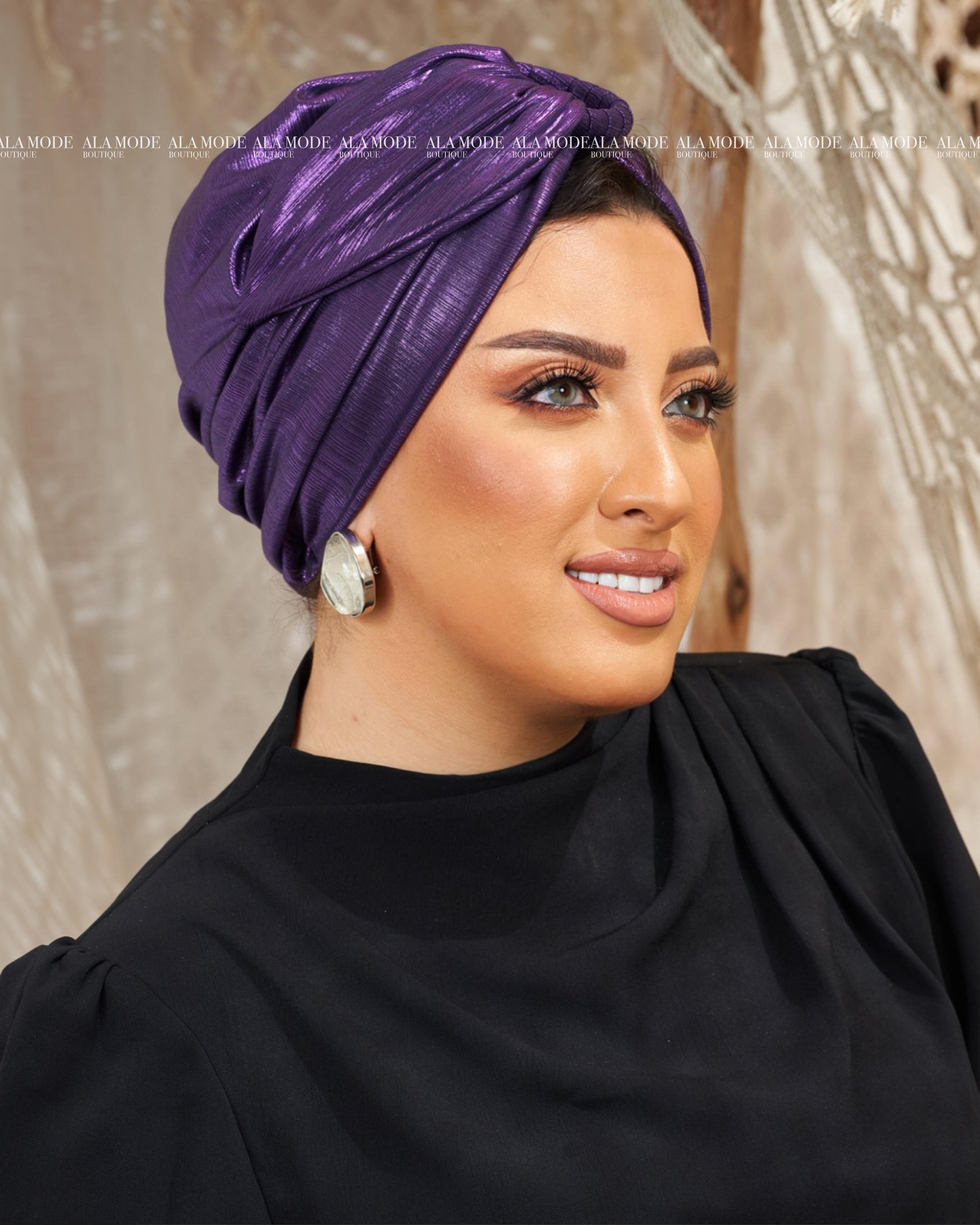 Purple Metallic Ring Turban