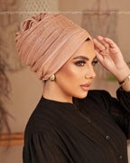 Pink Beige Metallic Back Flower