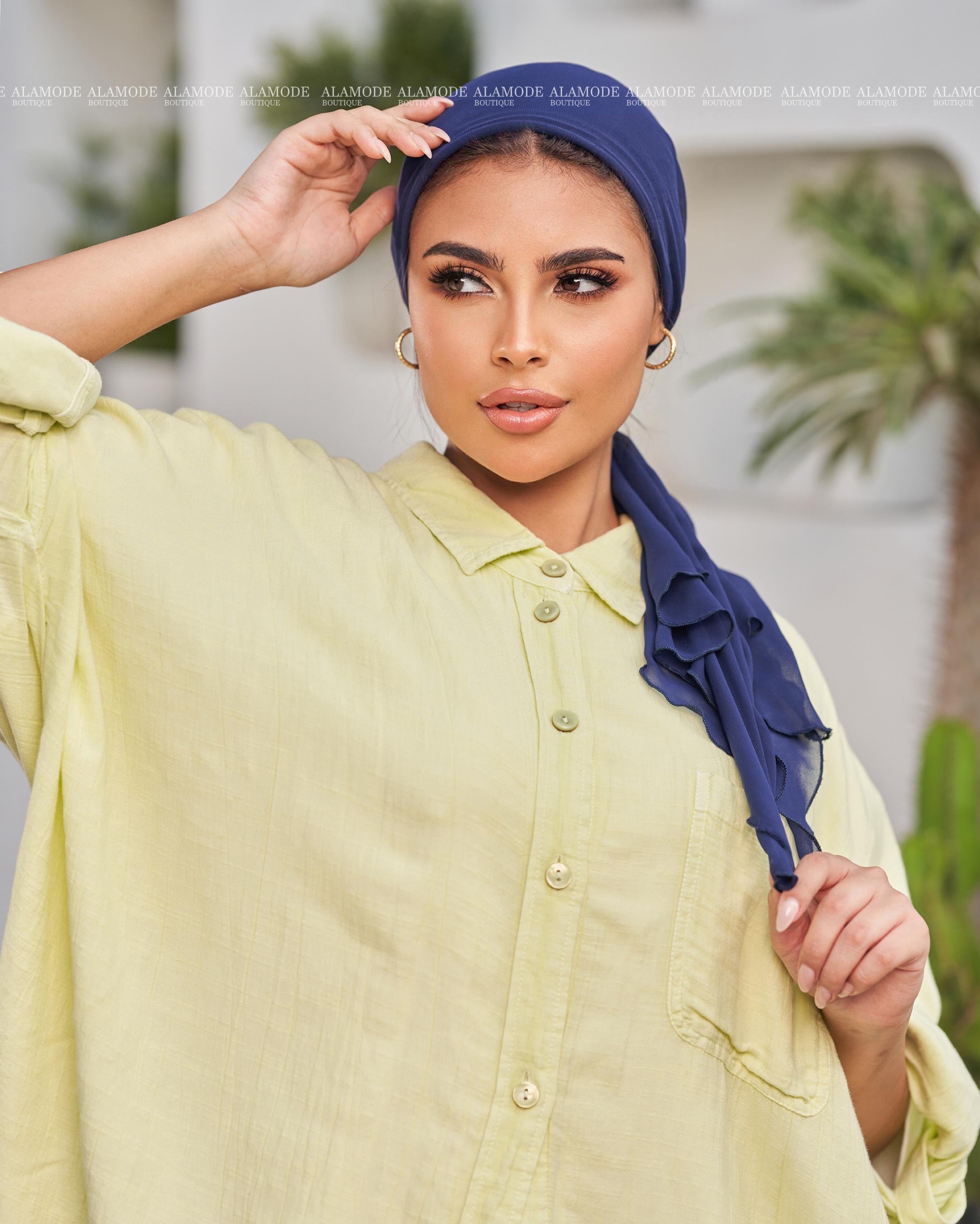 Navy Blue Chiffon Mini Tie