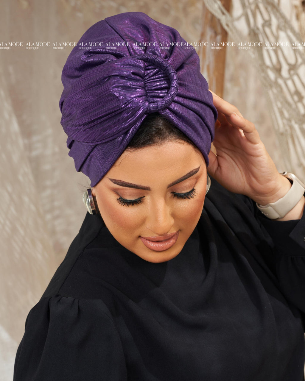 Purple Metallic Ring Turban