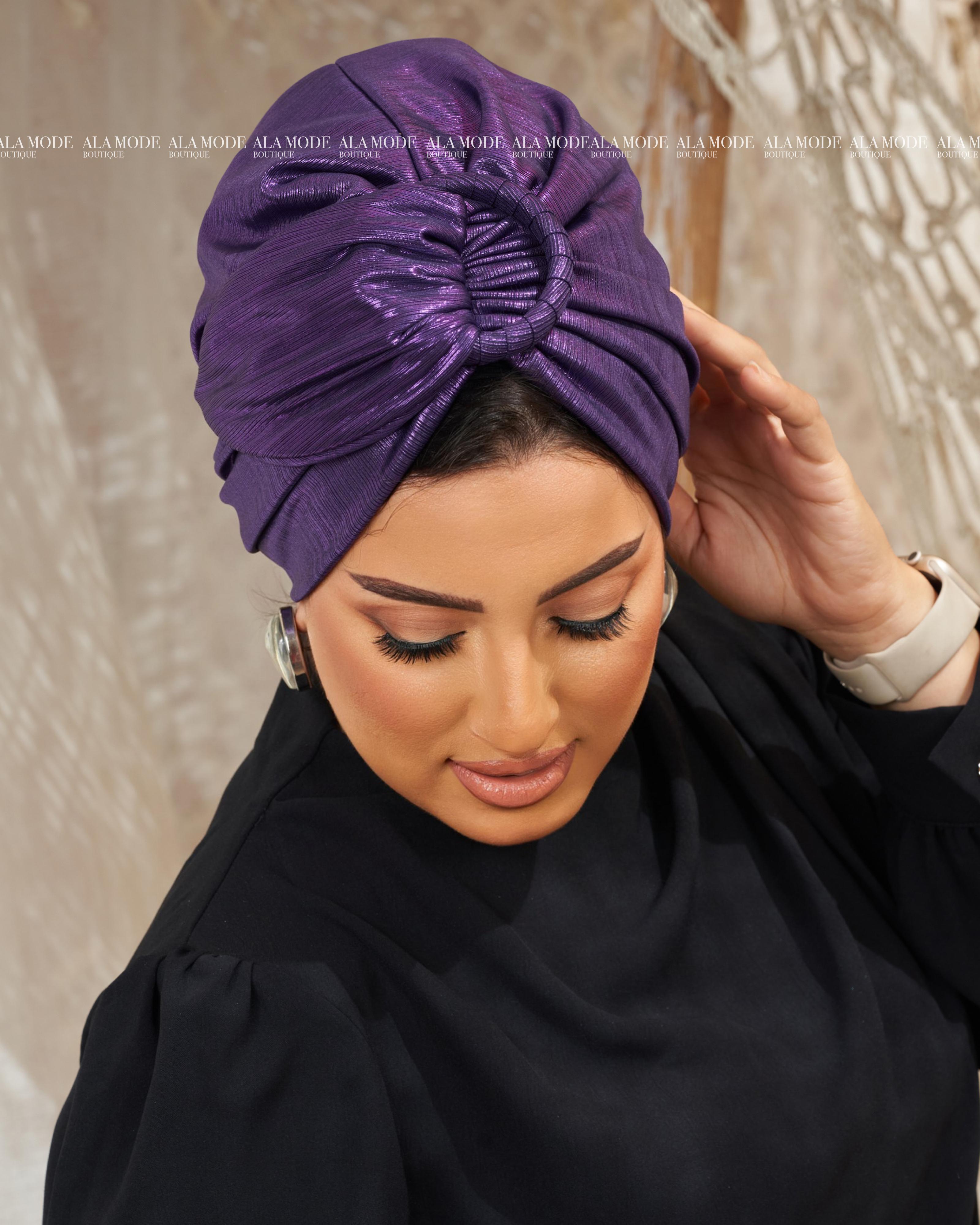 Purple Metallic Ring Turban