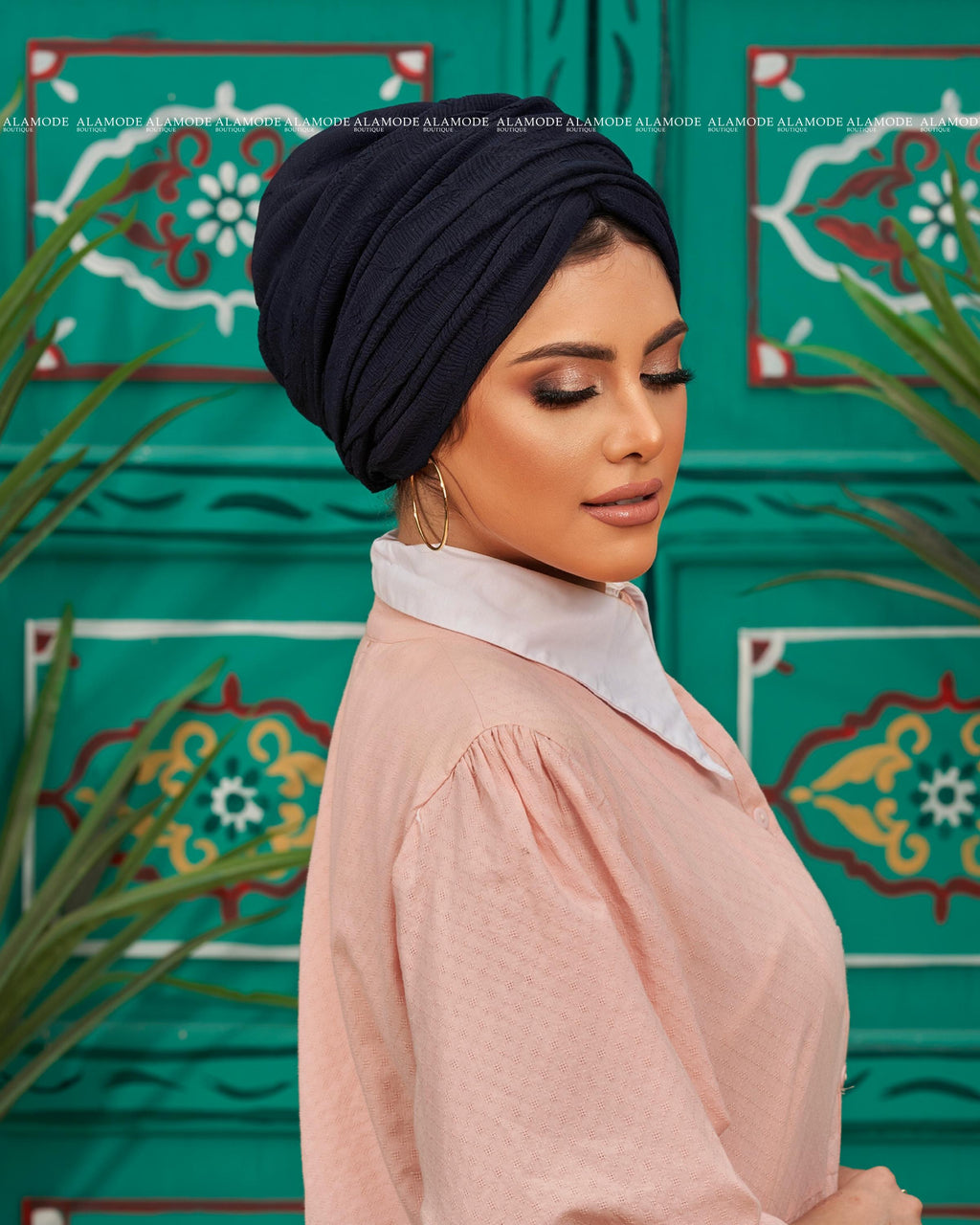 Dark Navy Blue Linked Drapped