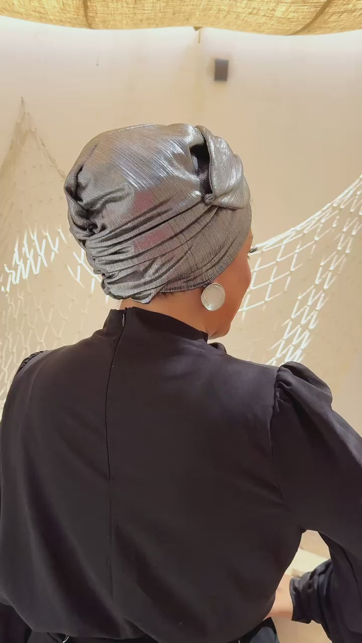 Magenta Metallic Ring Turban